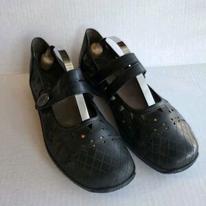 Mary Jane Comfort Flats Umberto Raffini Ivanka Black Leather Size US 8.5